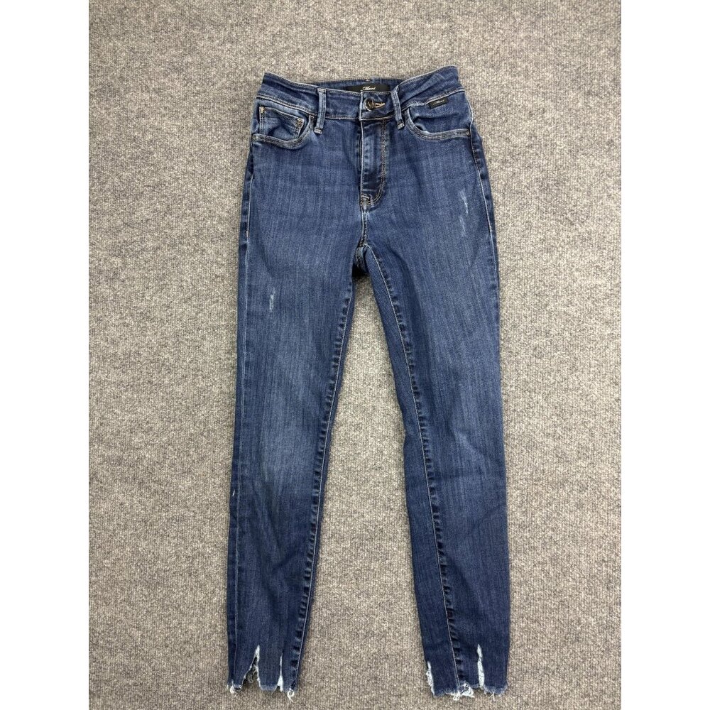Mavi Skinny Jeans‎ Womens 25x27 Blue Mid Rise Distressed Raw Hem Stretch Denim